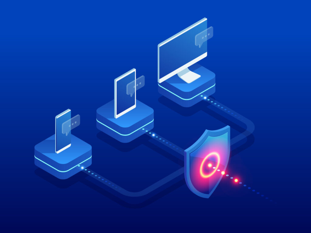 Isometric Protection Network Security And Safe Your Data Concept. Web Page Design Templates Cybersecurity. Digital Crime By An Anonymous Hacker. Vector Illustration