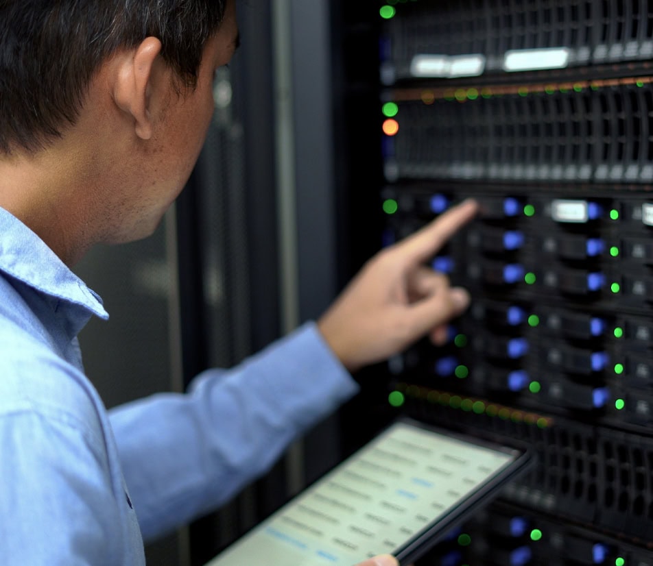 Technician Inspecting Server Hardware