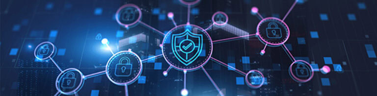shield with a checkmark inside it connected to locks by lines